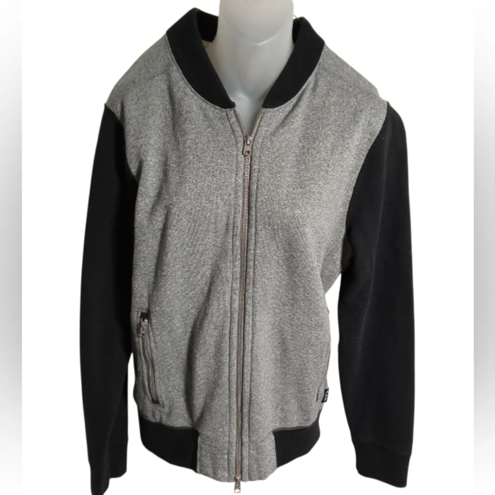Abercrombie & Fitch Athletic Zip Bomber Jacket Two Tone Sweatshirt Sz XS